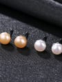 thumb Sterling Silver allergy flower shaped sticky Natural Freshwater Pearl Stud Earrings 0