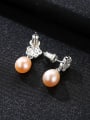 thumb Sterling silver micro-set AAA zircon 8-9mm natural pearl earrings 1
