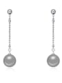 thumb Simple Imitation Pearl Platinum Plated Alloy Drop Earrings 1