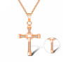 thumb Stainless Steel With Rose Gold Plated Personality Cross Necklaces 0