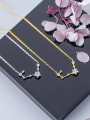 thumb Sterling silver inlaid zirconium flowers stars necklace 2