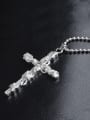 thumb Fashion Shiny Cubic Zirconias Cross Pendant Copper Necklace 1