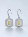 thumb 925 Sterling Silver With Platinum Plated Delicate Square Hook Earrings 2