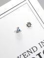 thumb Asymmetrical Tiny Blue Planet Sun 925 Silver Stud Earrings 0