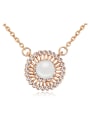 thumb Fashion Imitation Pearl Cubic Crystals Round Pendant Alloy Necklace 2