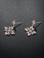 thumb Copper With Cubic Zirconia Simplistic Flower Drop Earrings 3