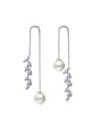 thumb Fashion Marquise Zirconias Imitation Pearl Line Earrings 0