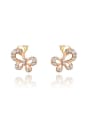 thumb Rose Gold Plated Bowknot Shaped Crystal Earrings 0
