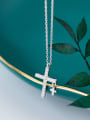 thumb 925 Sterling Silver With Platinum Plated Simplistic Cross Necklaces 2