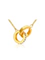 thumb Women Fashionable Gold Plated Double Round Rhinestone Necklace 0