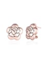 thumb Fashion Rose Gold Plated Flower Shaped Stud Earrings 0
