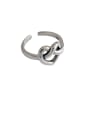 thumb 925 Sterling Silver With Platinum Plated Simplistic Hollow Heart Free Size Rings 0