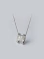 thumb S925 Silver H Letter shaped Oval Necklace 0