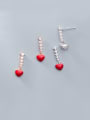 thumb 925 Sterling Silver With Platinum Plated Cute Heart Stud Earrings 0