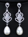 thumb Copper impregnated zircon imitation pearl luxury bride Earrings 0