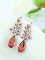 thumb Retro Noble style Water Drop Zirconias Copper Drop Earrings 2