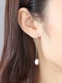 thumb Pure silver double ring design natural pearl earrings 1