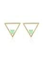 thumb 925 Sterling Silver With Opal Simplistic Triangle Stud Earrings 0