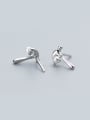 thumb Creative Hammer Shaped Artificial Pearl S925 Silver Stud Earrings 0