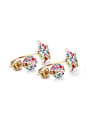 thumb Multi-color Star Shaped Gold Plated Rhinestones Stud Earrings 0