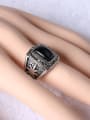 thumb Punk style Black Resin Antique Silver Plated Alloy Ring 1