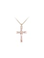 thumb Exquisite Rose Gold Plated Cross Crystal Necklace 0