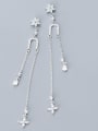 thumb 925 Sterling Silver With Platinum Plated Fashion Flower Drop Earrings 0