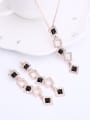thumb Alloy Rose Gold Plated Fashion Artificial Stones Hollow Squares Two Pieces Jewelry Set 1