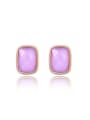 thumb Pink Square Shaped Austria Crystal Stud Earrings 0