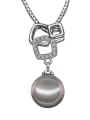 thumb Women Platinum Plated Black Artificial Pearl Necklace 0