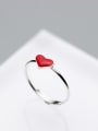 thumb Elegant Red Heart Shaped Glue S925 Silver Ring 1