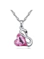 thumb Fashion Heart austrian Crystal Swan Pendant Alloy Necklace 0