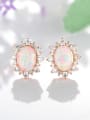 thumb 925 Sterling Silver With Rose Gold Plated Fashion Oval Stud Earrings 1