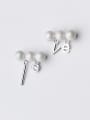 thumb Elegant Asymmetric Pearl Monogrammed Shaped Stud Earrings 0