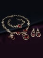 thumb Alloy Imitation-gold Plated Vintage style Artificial Ruby Four Pieces Jewelry Set 1