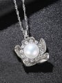 thumb 925 Sterling Silver With Artificial Pearl Simplistic Flower Necklaces 3