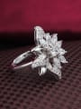 thumb Exquisite 18K White Gold Plated Flower Shaped Zircon Ring 1