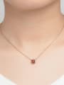 thumb Natural Simple Round Garnet Clavicle Silver Necklace 1