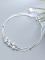 thumb Adjustable Double Layer S925 Silver Frosted Beads Bracelet 0