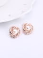 thumb 2018 Alloy Rose Gold Plated Fashion Artificial Pearl and Rhinestones Two Pieces Jewelry Set 2