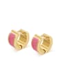 thumb Fashionable Gold Plated Pink Enamel Clip Earrings 0