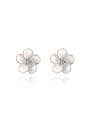 thumb Temperament Plum Blossom Shaped Opal Stud Earrings 1