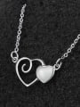 thumb Fashion Hollow Heart Opal stone 925 Sterling Silver Necklace 2