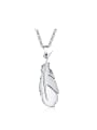 thumb Simple Feather Titanium Smooth Necklace 0