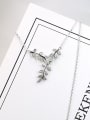 thumb Exquisite Tiny Cubic Zirconias-covered Leaves Pendant 925 Silver Necklace 1