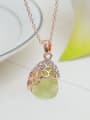 thumb Alloy Rose Gold Plated Fashion Artificial Green Stones Two Pieces Jewelry Set 1