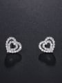 thumb Copper With Cubic Zirconia Cute Hollow Heart Stud Earrings 1