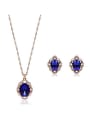 thumb Alloy Imitation-gold Plated Fashion Oval Stone Two Pieces Jewelry Set 0