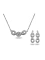 thumb Exquisite 18K White Gold Plated Round Zircon Two Pieces Jewelry Set 0