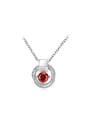 thumb Temperament Red Round Shaped Zircon Necklace 0